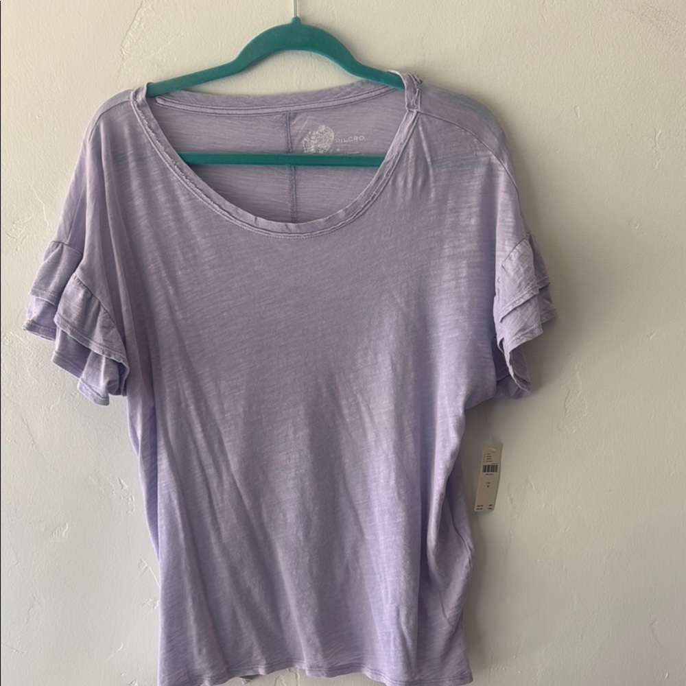 Pilcro Purple Ruffled Short Sleeve Tee